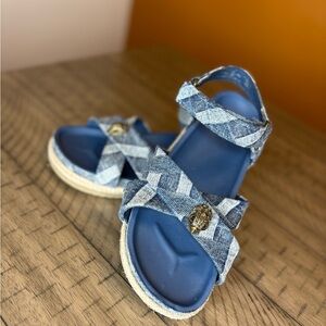 Kurt Geiger Kids Blue Denim Bow Sandals